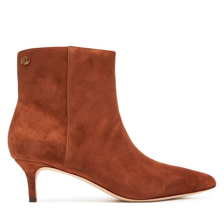 Botine maro, toc cui, piele naturala, Maro