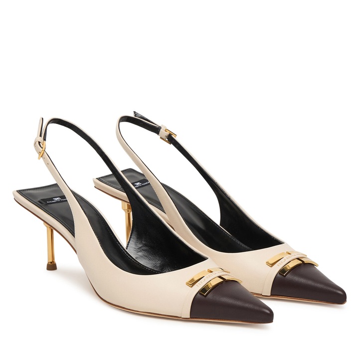 Női cipők, Elisabetta Franchi, magassarkú, bézs, természetes bőr