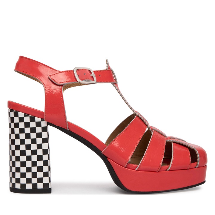 Sandale dama, Fly London, piele naturala, multicolor, toc clasic