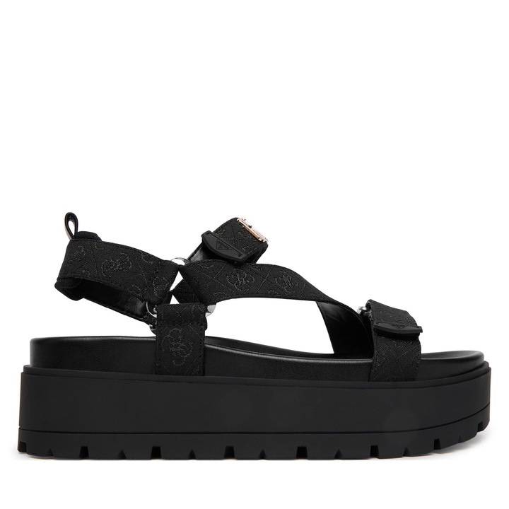 Sandale dama, Guess, velcro, negru, textil