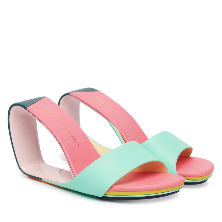 Pantofi de dama, United Nude, piele naturala, verde/roz