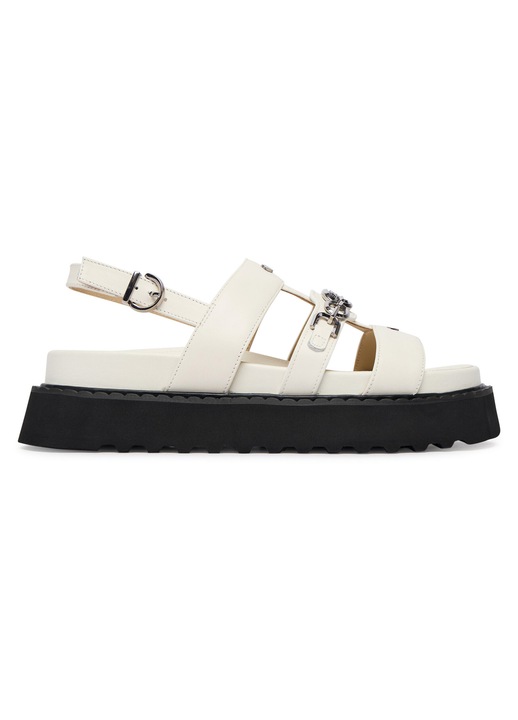 Sandale dama, Pinko, piele naturala, alb/negru, piele naturala