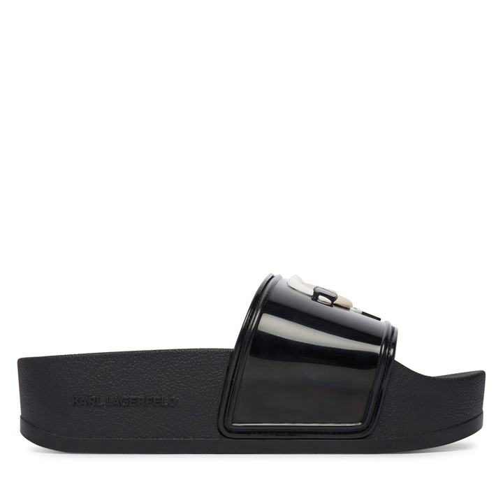 Papuci dama, Karl Lagerfeld, flatform, negru, sintetic
