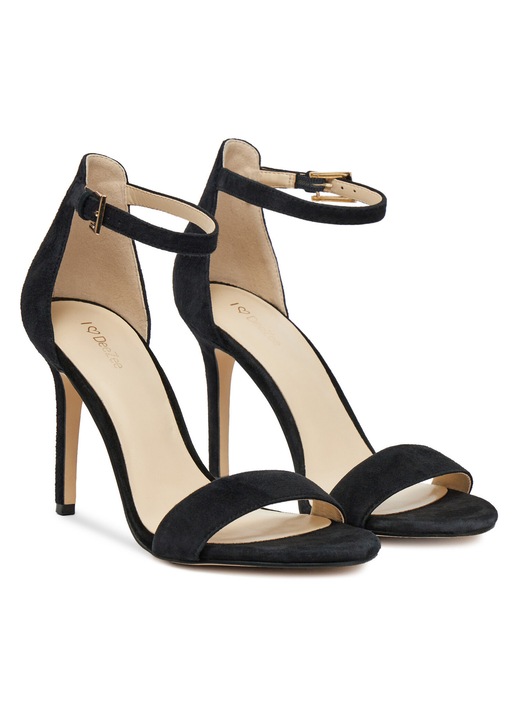 Sandale dama, DeeZee, piele naturala, toc stiletto, negru