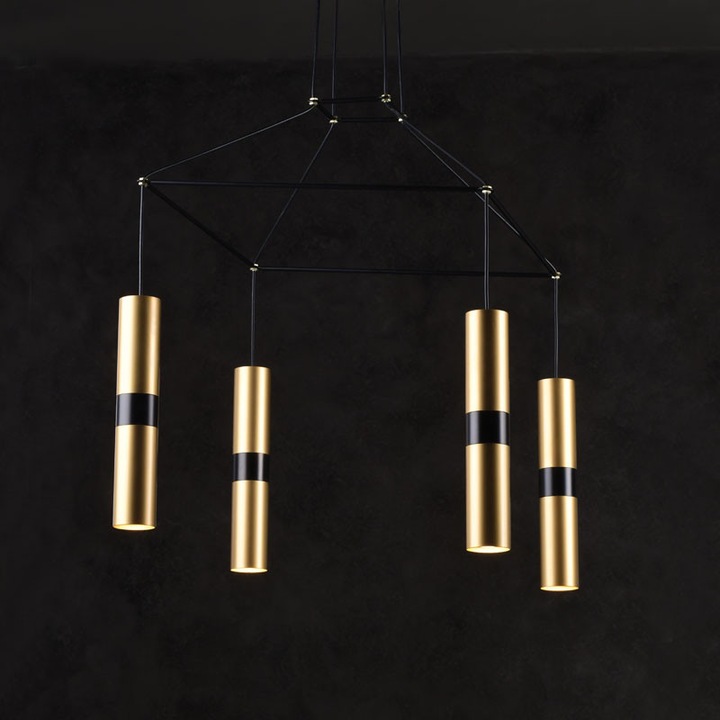 Lustra 4xGU10 Aca Lighting, metal, color oreichalko, 56x56x150cm