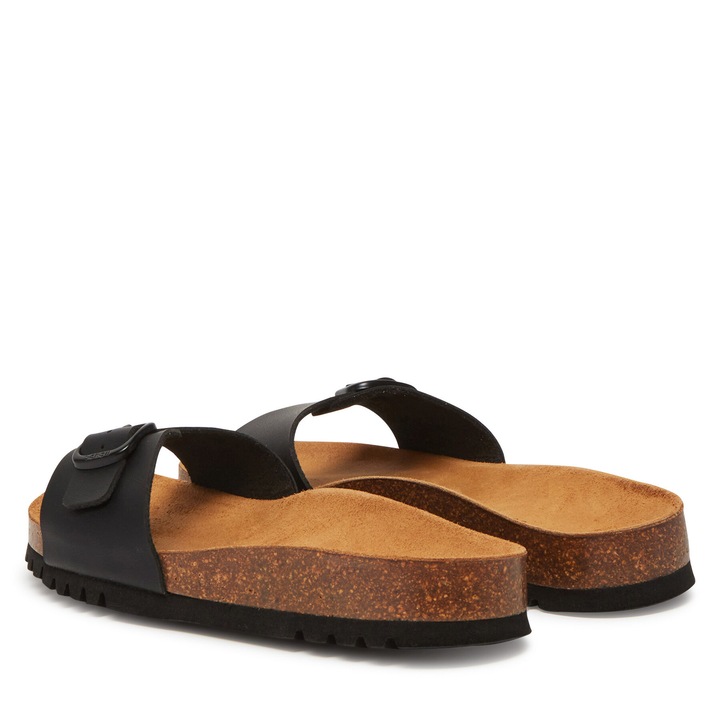 Papuci Scholl, piele naturala, negru, Negru, 41