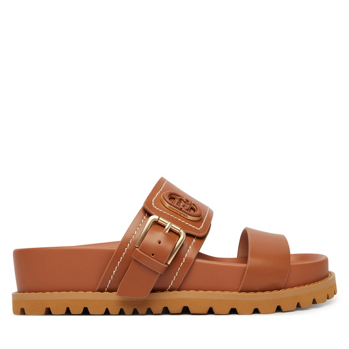 Papuci dama, Liu Jo, piele naturala, maro