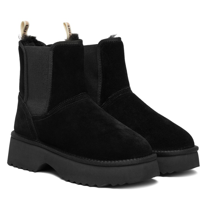 Cizme dama, Liu Jo, piele naturala, negru, blana sintetica