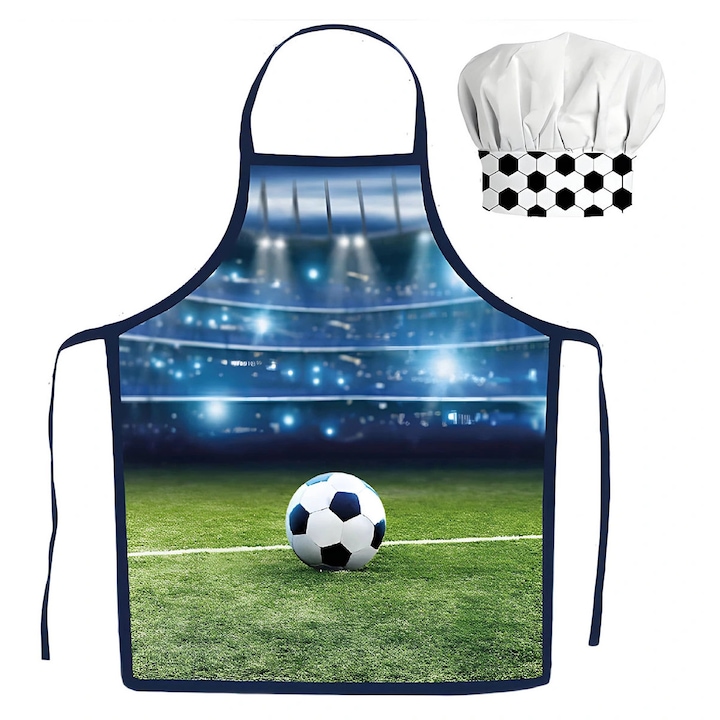 Sort de bucatar pentru copii cu sapca, motiv fotbal, 3-8 ani, universal