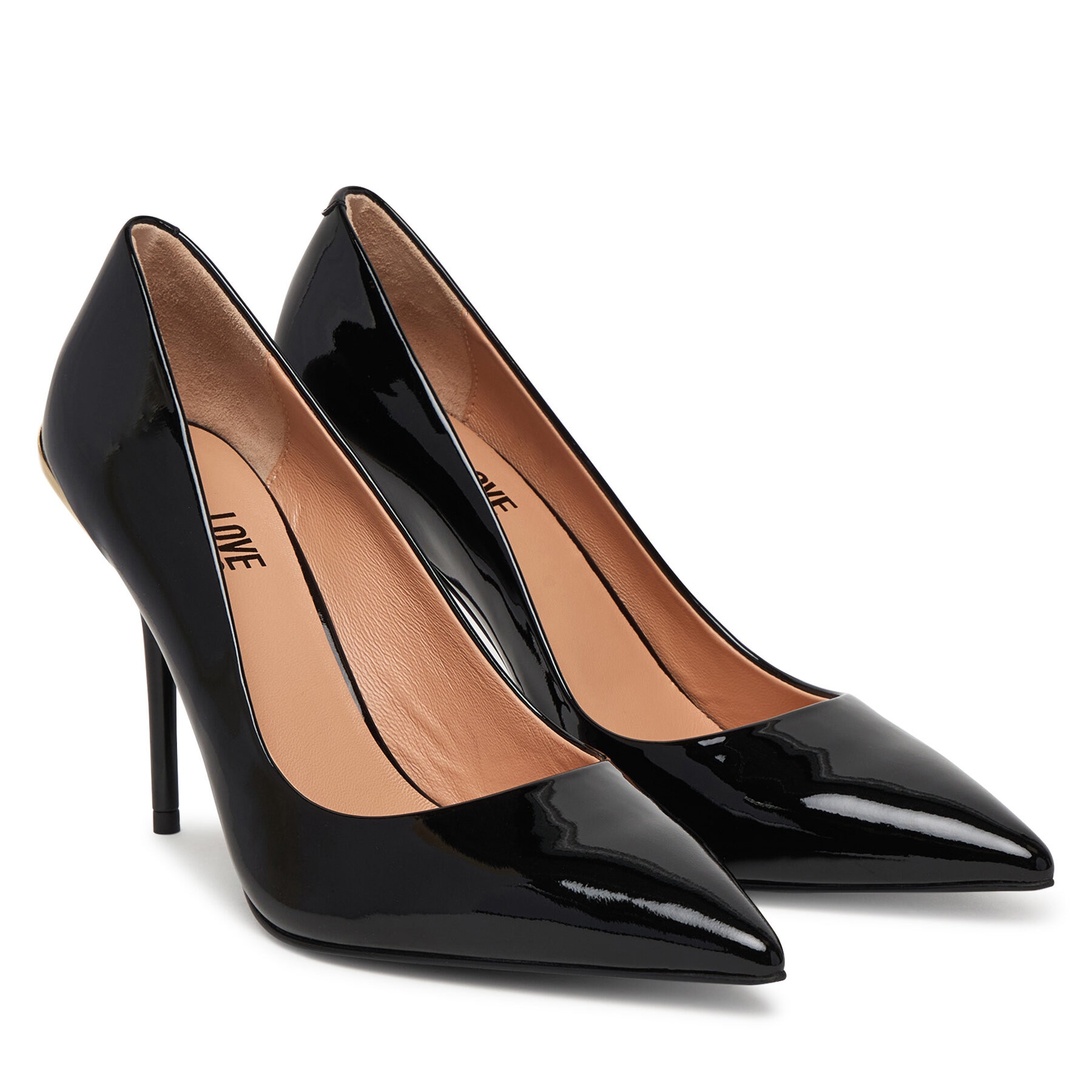 Love Moschino, Pantofi cu toc stiletto si varf ascutit, Camel, 39