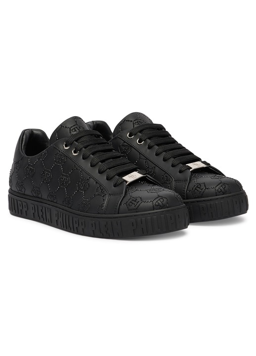 Férfi tornacipő, Philipp Plein, természetes bőr, fekete