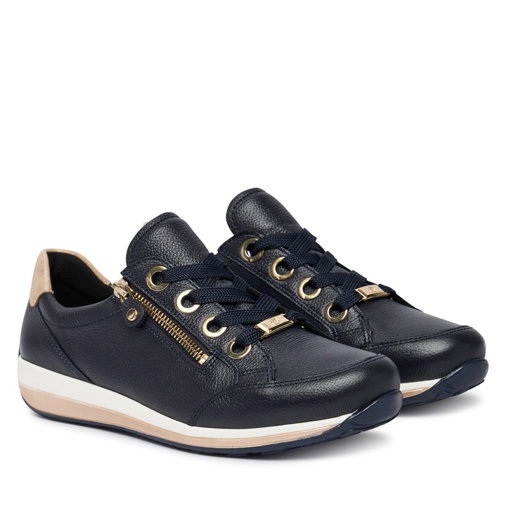 Дамски маратонки, Ara, естествена кожа, сини, синтетичен материал