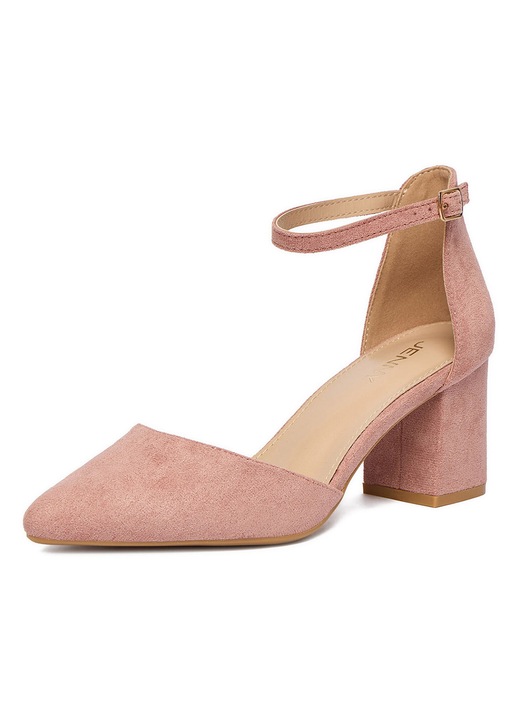 Pantofi dama, Jenny, textil, roz, toc clasic