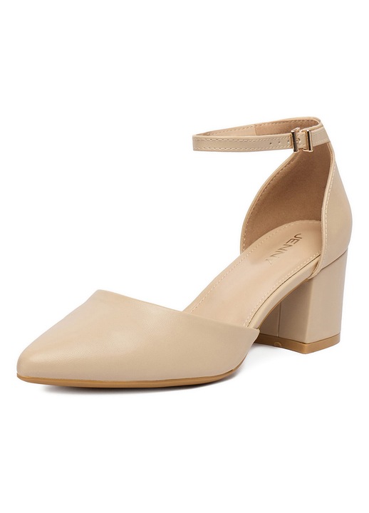 Pantofi dama, Jenny, piele ecologica, toc clasic, bej