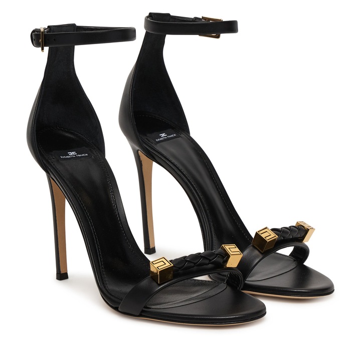 Elisabetta Franchi női szandál, természetes bőr, tűsarkú, fekete
