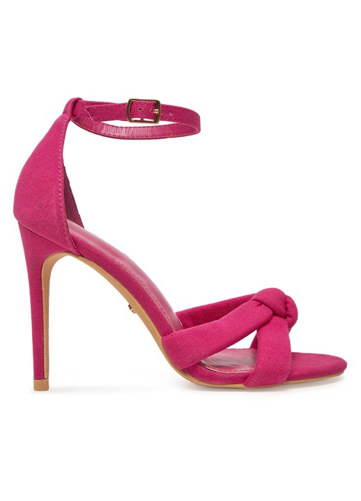 Sandale dama, DeeZee, toc stiletto, roz, material textil