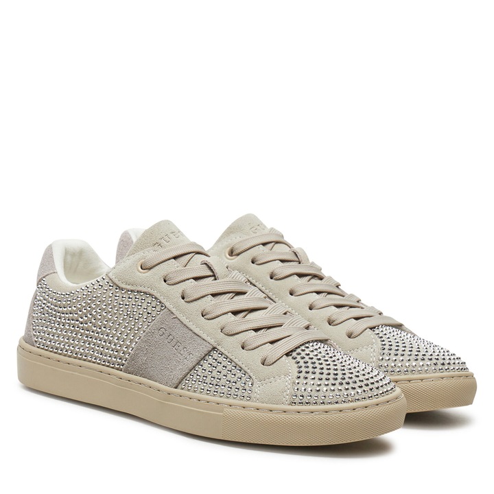 Női Guess cipő, természetes bőr, bézs, kényelmes, cirkónia díszítéssel, 35 EU