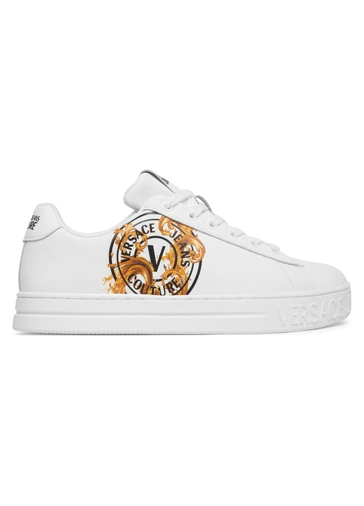 Дамски кецове, Versace Jeans Couture, естествена кожа, бял, синтетичен материал