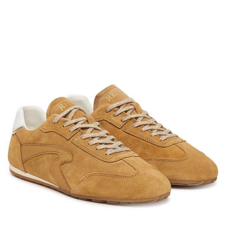 Női bézs színű természetes bőr tornacipő, Bézs