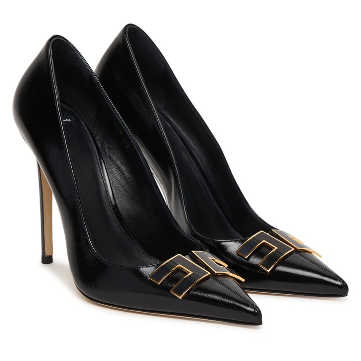 Női cipők, Elisabetta Franchi, magassarkú, fekete, természetes bőr