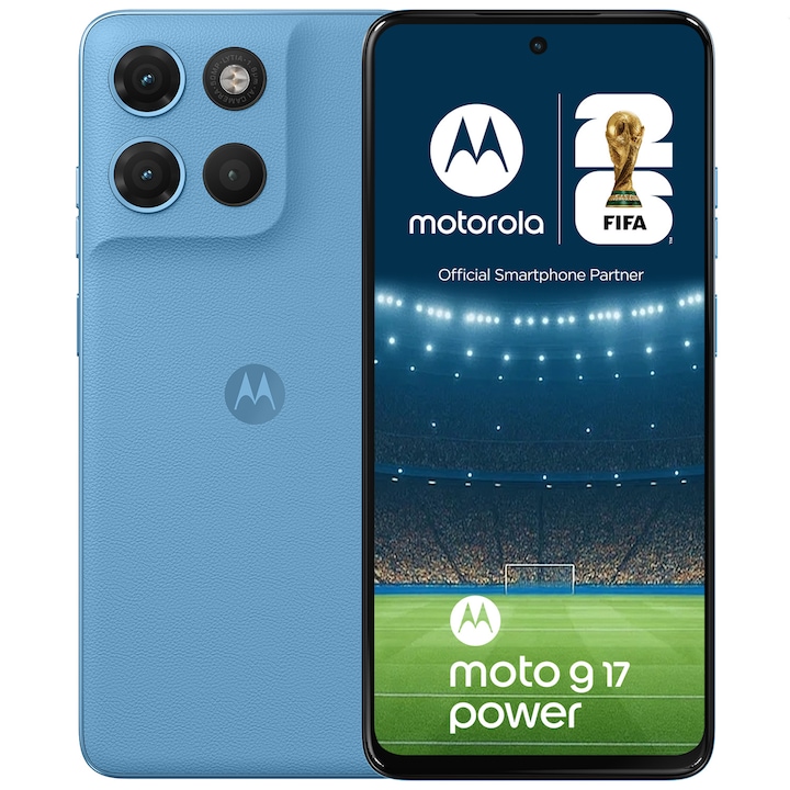 Telefon mobil Motorola G17 Power, 256GB, 8GB RAM, 6000 mAh Pantone Alaskan Blue