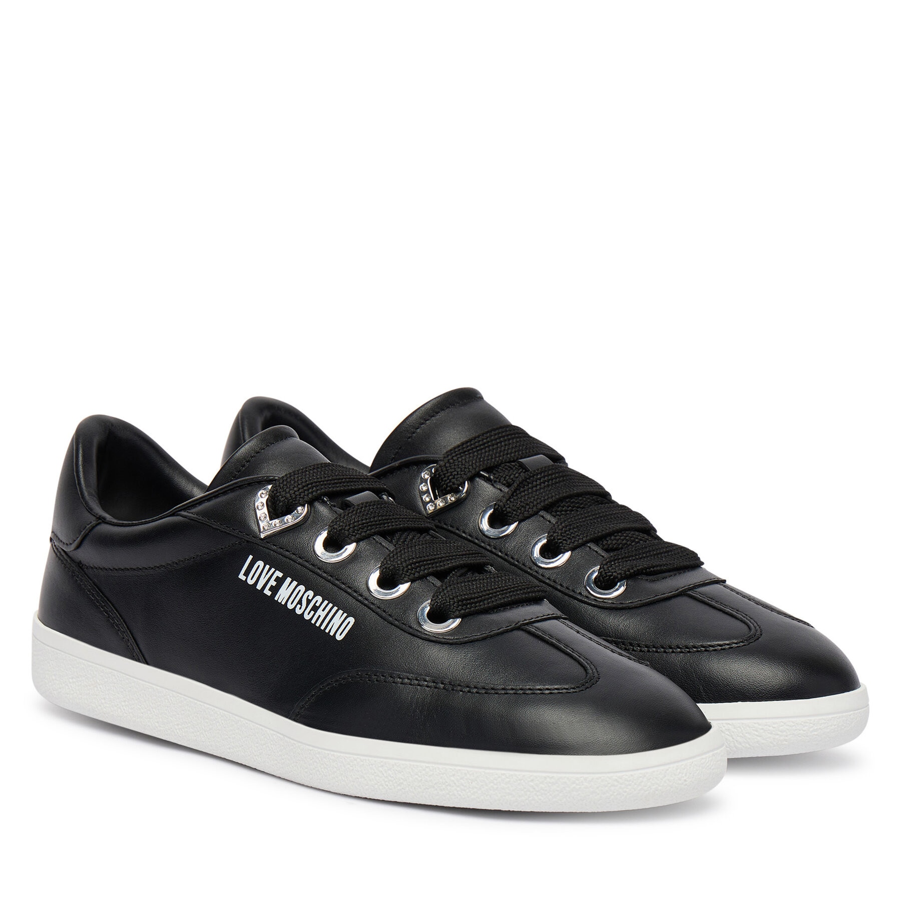 nozominnn♡ Love Moschino, Pantofi sport low-cut de piele ecologica, Negru, 36