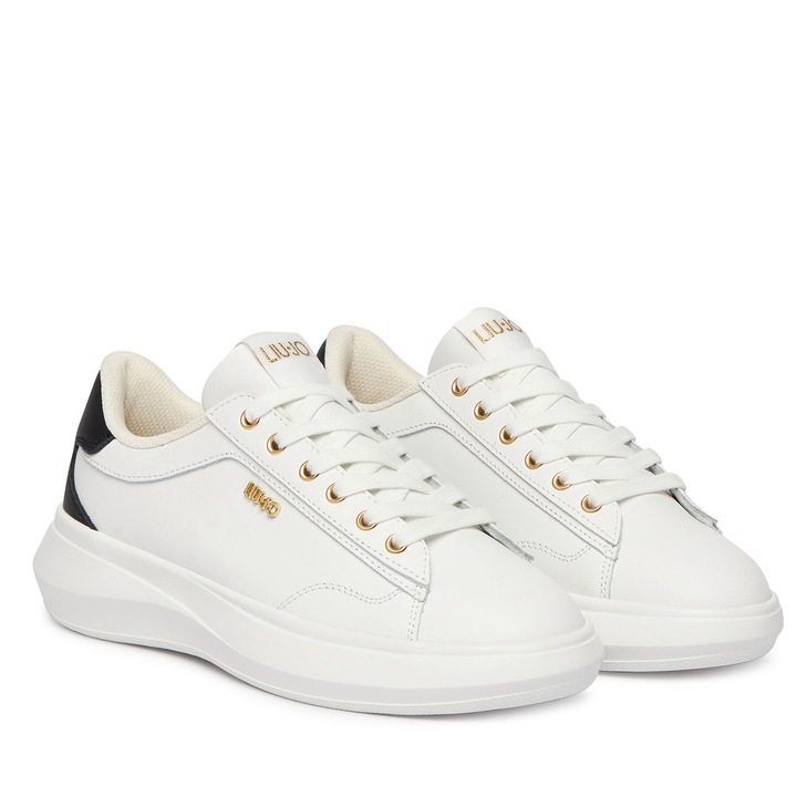 Női tornacipő, Liu Jo, természetes bőr, fehér, szintetikus anyag