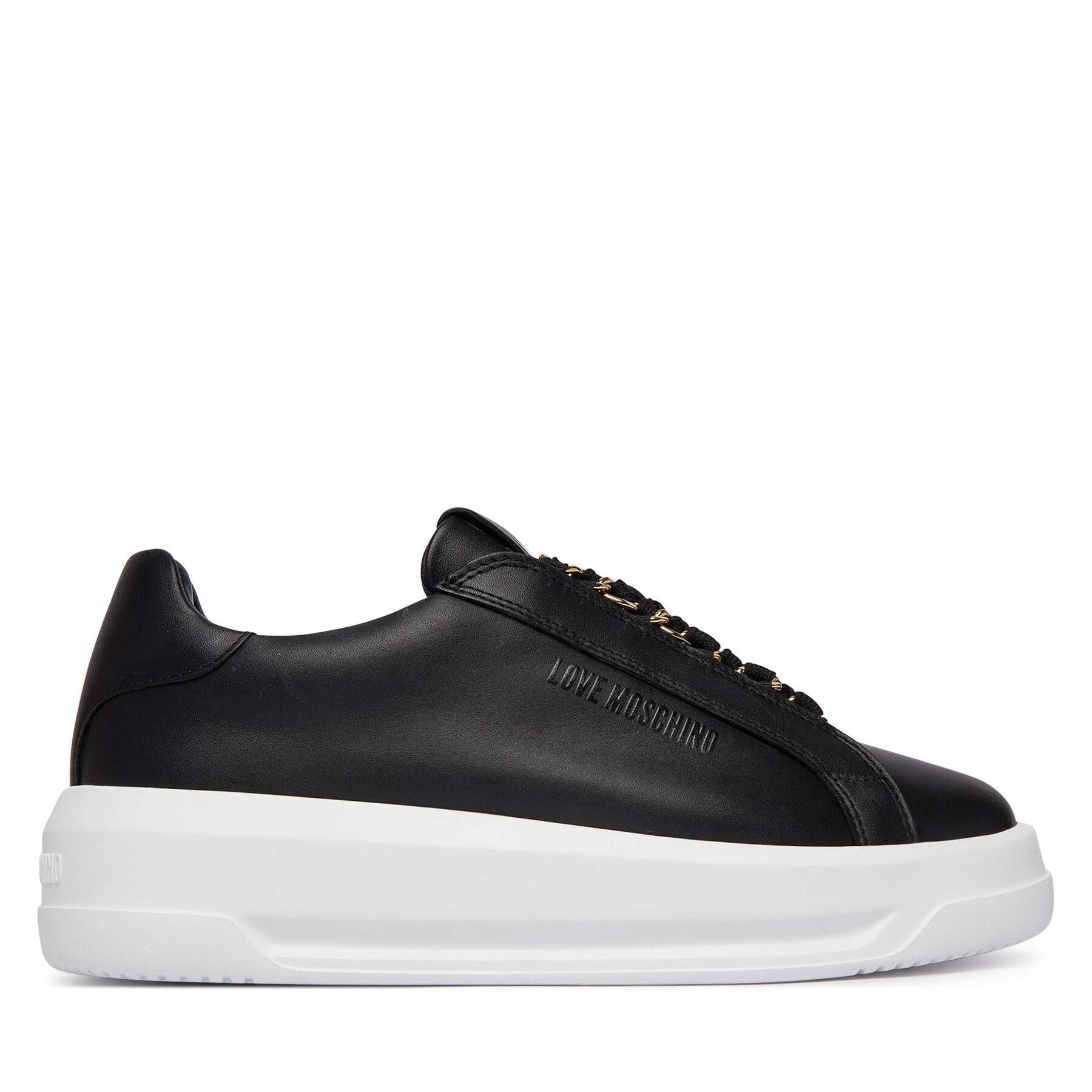 nozominnn♡ Love Moschino, Tenisi cu segment din piele, Negru, 36 - eMAG.ro