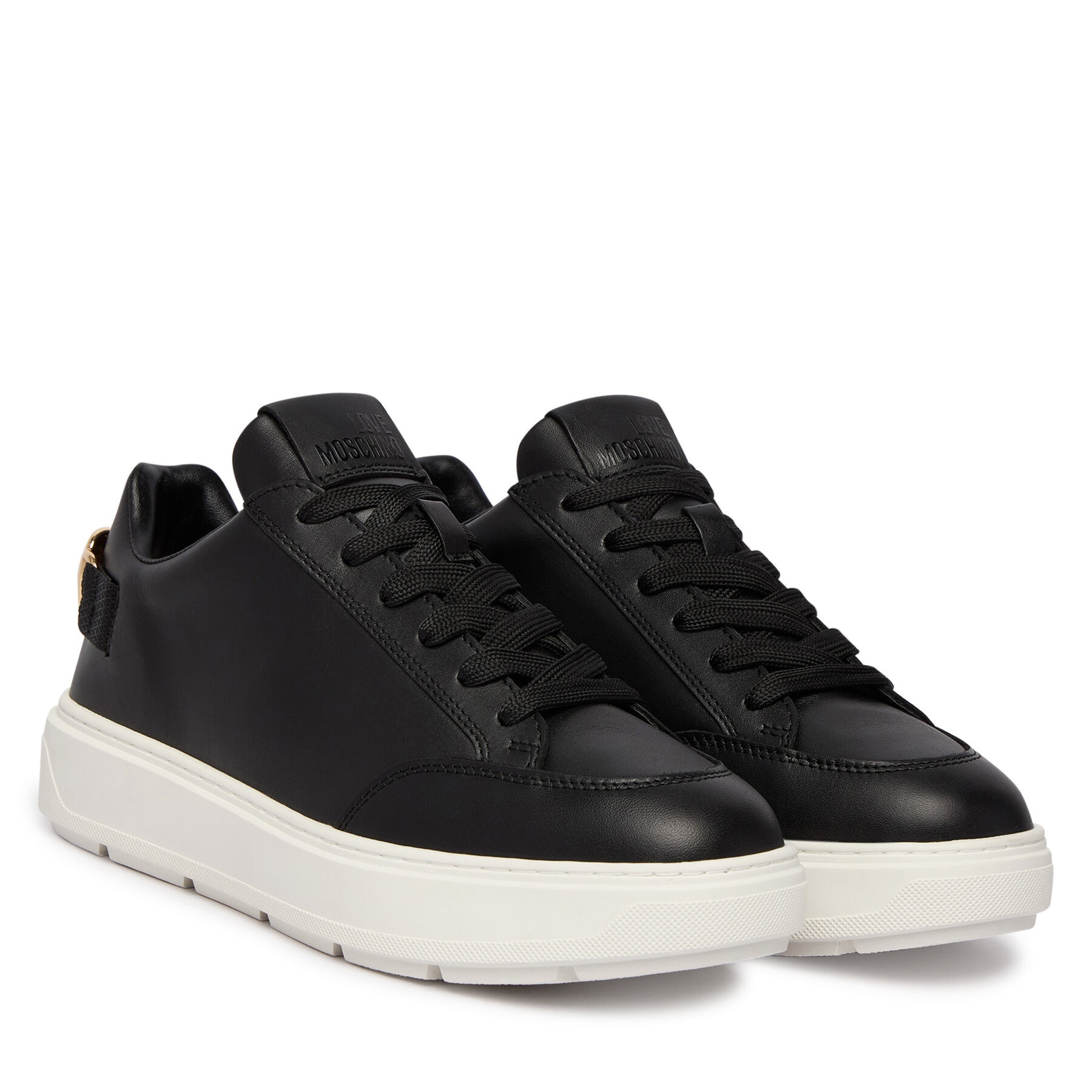 Love Moschino, Tenisi cu segment din piele, Negru, 36 - eMAG.ro