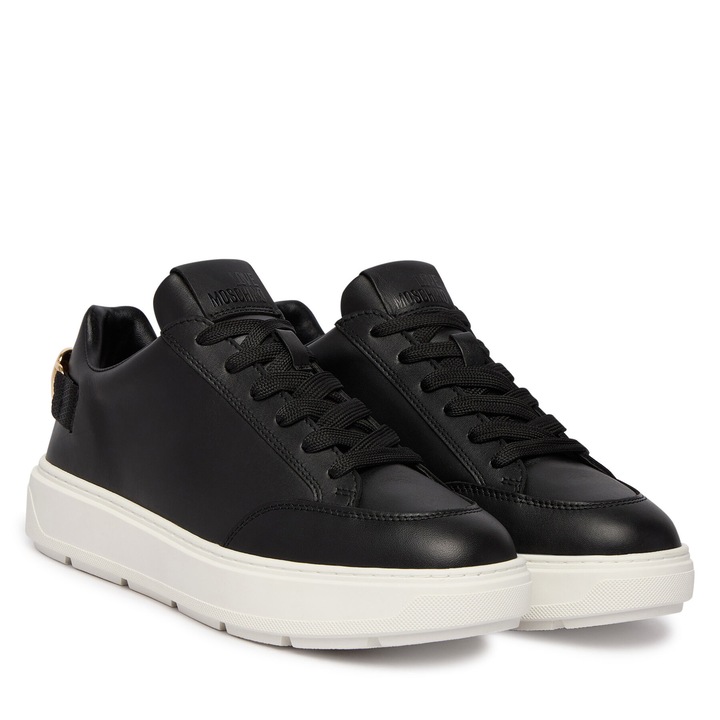 Női tornacipő, Love Moschino, természetes bőr, fekete, szintetikus anyag