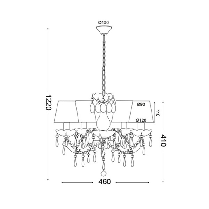 Aplica de perete 5 lumini Aca Lighting, roz si alb, acrilic, 230V, IP20