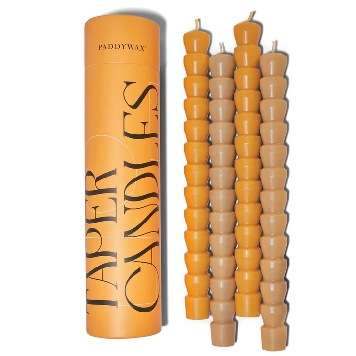 Set 4 lumanari - Taper Candles - Orange & Peach, Portocaliu, Ceara