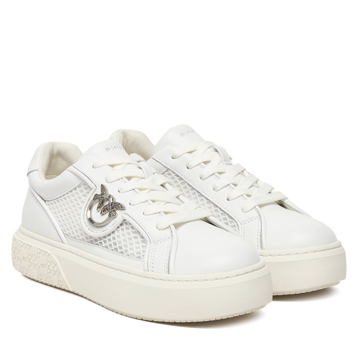 Tenisi dama, Pinko, piele naturala, alb, platforma confortabila