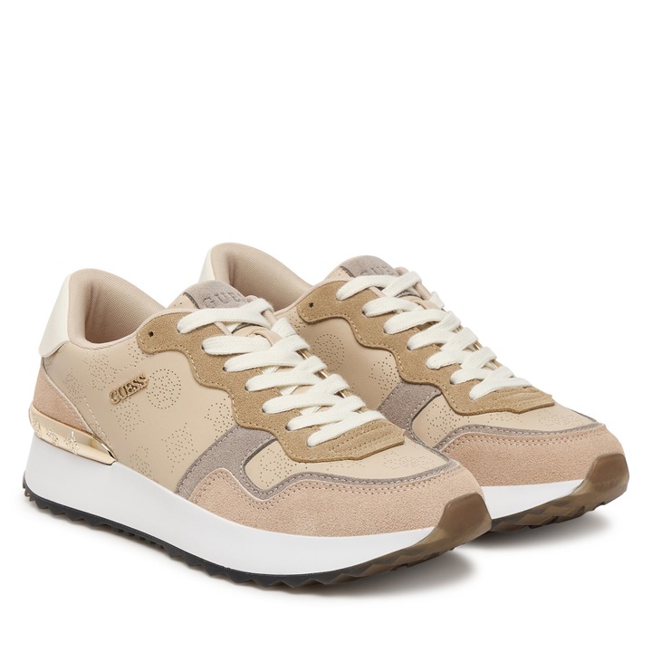 Női tornacipő, Guess, ökológiai bőr, bézs, textil anyag