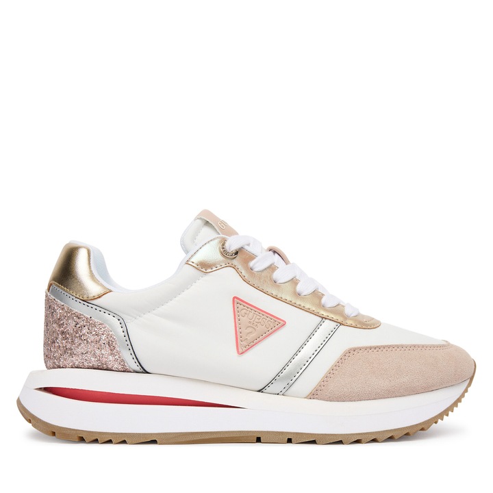 Női tornacipő, Guess, ökológiai bőr, bézs, természetes bőr betétek, rugalmas talp, 35 EU