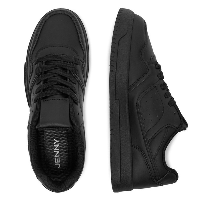 Női tornacipő, JENNY, szintetikus anyag, fekete, lapos talp