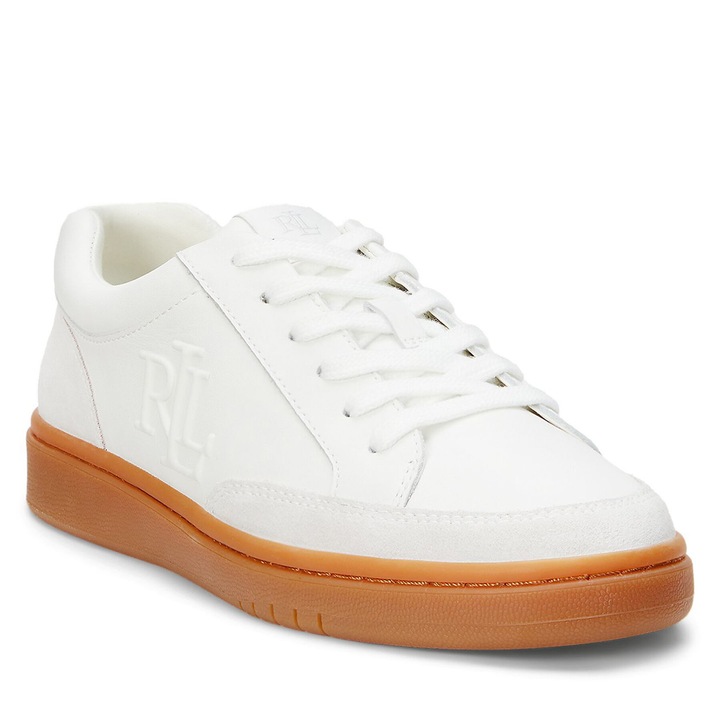 Női tornacipő, Lauren Ralph Lauren, természetes bőr, fehér, minimalista design, 35.5 EU
