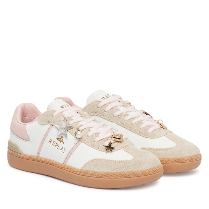 Női tornacipő, Replay, Valódi bőr, Fehér/Bézs