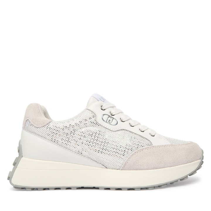 Női tornacipő, Liu Jo, természetes bőr, fehér/bézs/szürke, szintetikus anyag