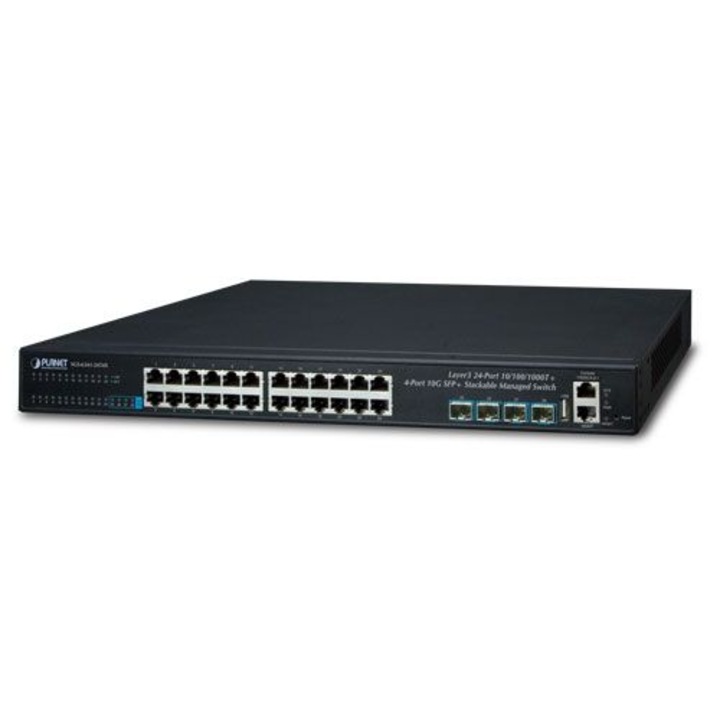 Planet SGS-6341-24T4X kapcsoló, 24 portos 10/100/1000 Mbps, 1U, rackbe szerelhető