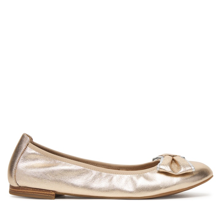Балеринки от естествена кожа, Златист, Златист