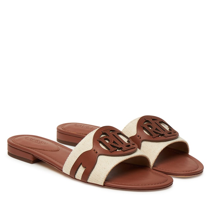 Papuci dama 0000305721839, Lauren Ralph Lauren, Bej, Piele naturala