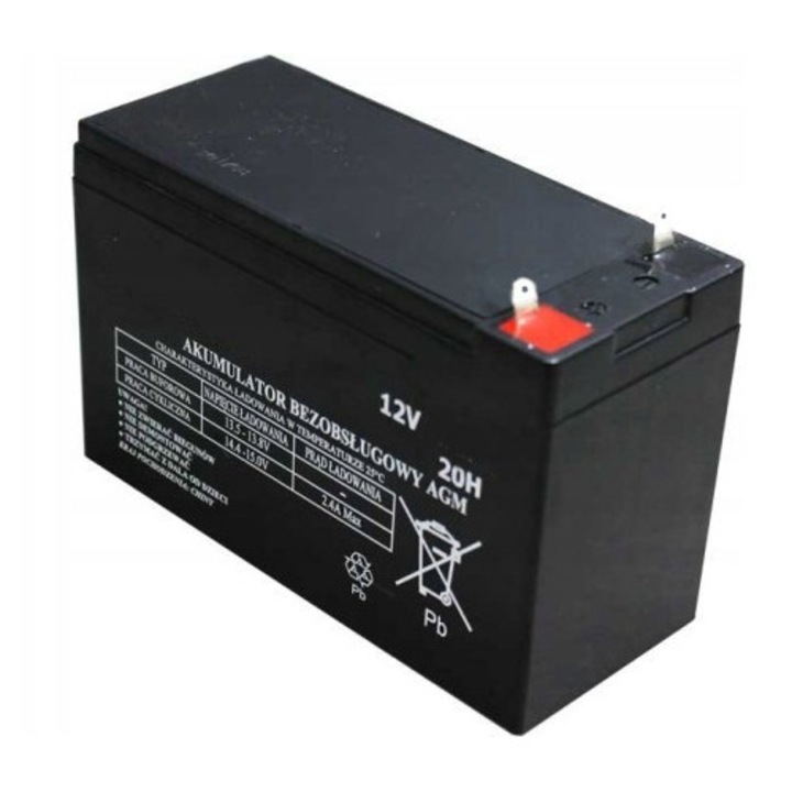 AGM akkumulátor 12V 7Ah, karbantartásmentes, szivárgásmentes, 150x65x94mm, 1.85kg