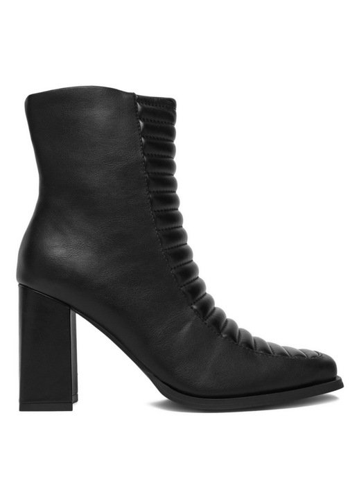 Botine dama, DeeZee, toc clasic, fermoar, negru, material sintetic