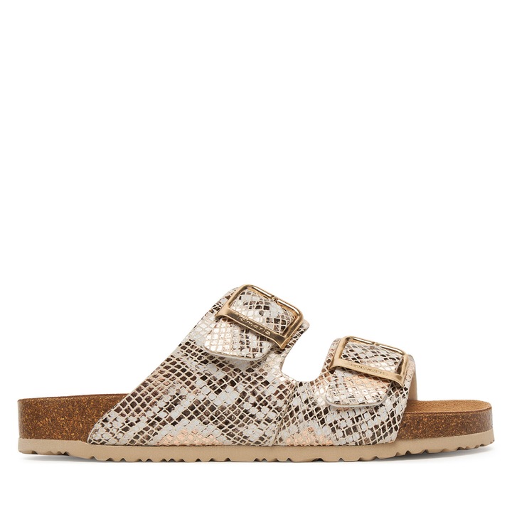 Papuci dama, Tamaris, din piele ecologica, bej, Bej, 41