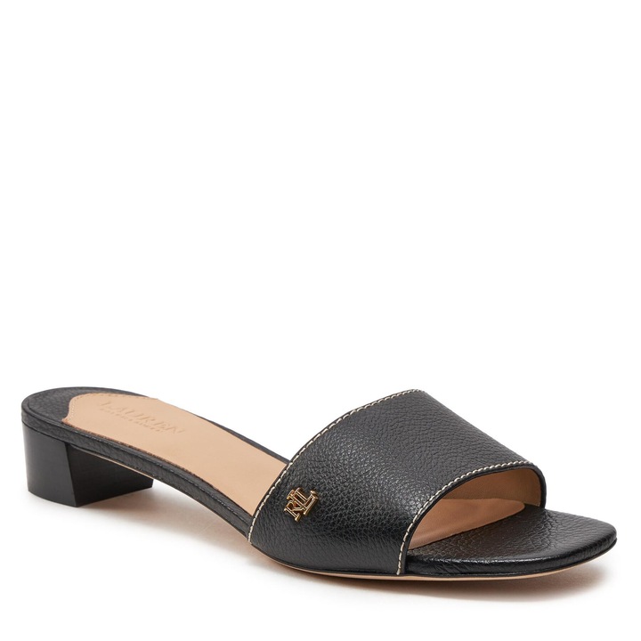 Papuci dama 802925259001, Lauren Ralph Lauren, Negru, Piele naturala, 36 EU