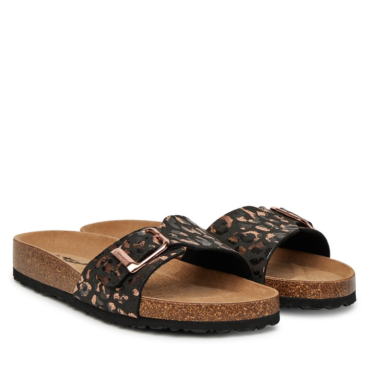 Papuci pentru dama, Tamaris, din piele ecologica, negru