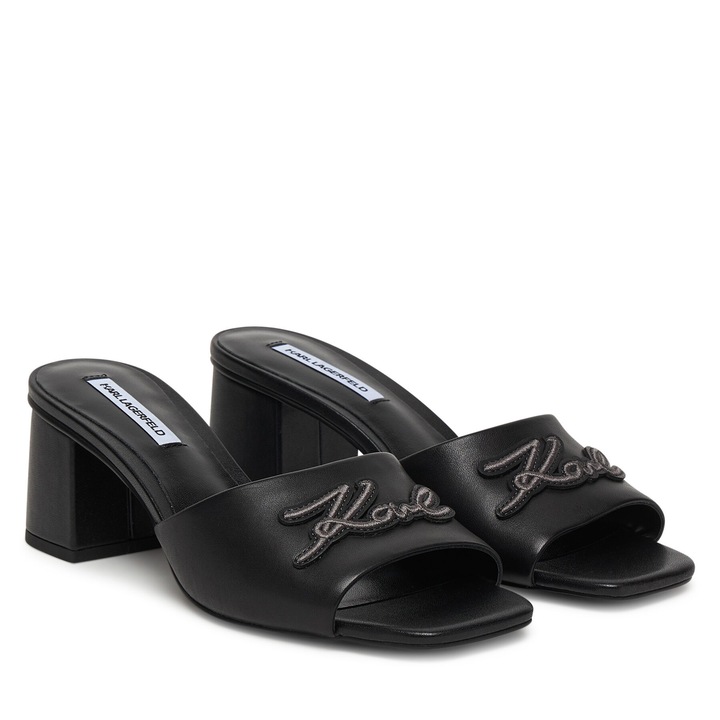 Papuci dama, Karl Lagerfeld, KL32400, piele naturala, negru