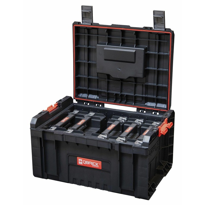Cutie scule Qbrick System PRO Toolbox 2.0 + set 5 organizatoare Qbrick System Two, 19l, 450x334x240mm, transparent