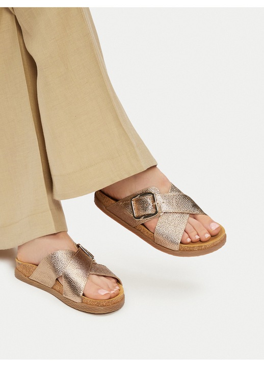 Papuci dama, Lasocki, piele naturala, auriu, confortabil